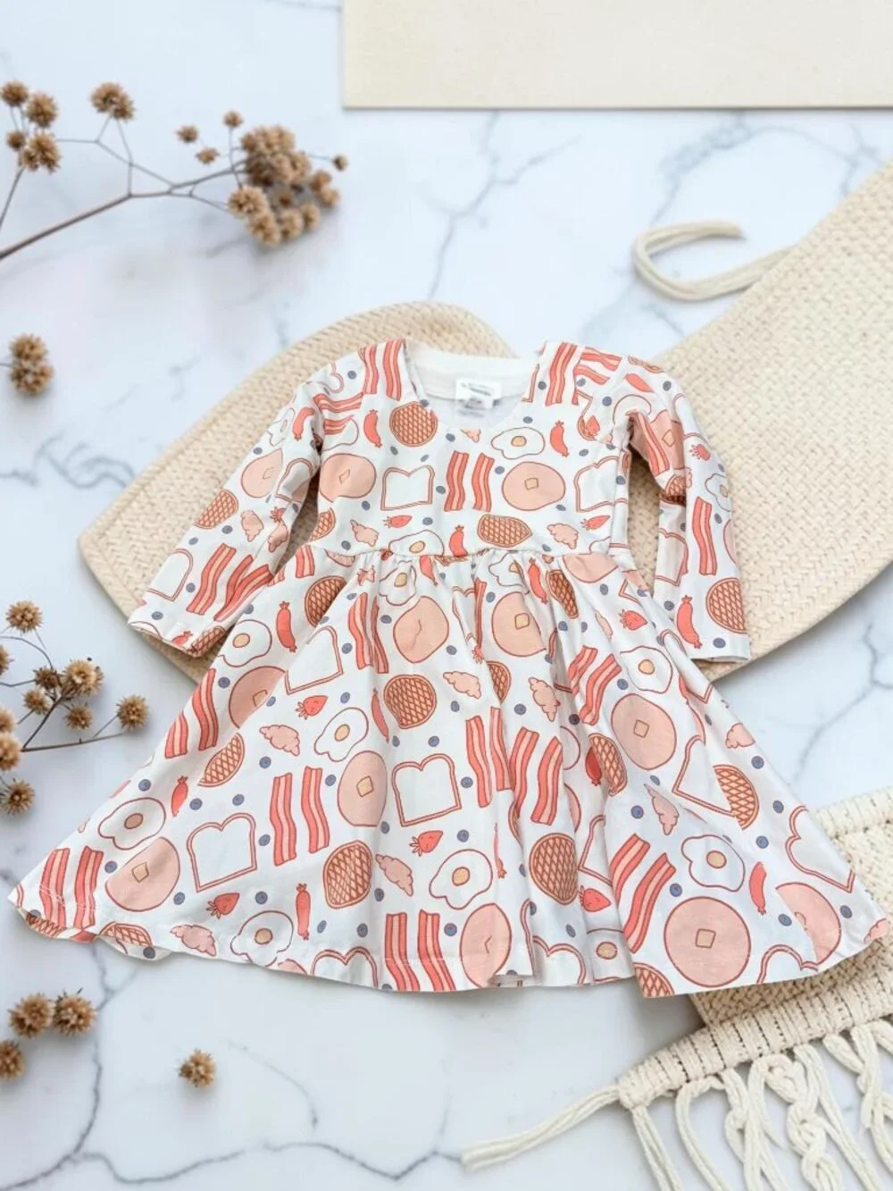 Monica + Andy Breakfast Print Long Sleeve Let's Dance Twirl Dress Size 4T